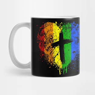 Heart with cross, Gay Pride, Christian religious Mug